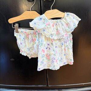 Janie and JackFloral Ruffle Baby Top & Bloomers Set - Pastel Floral 6-12m